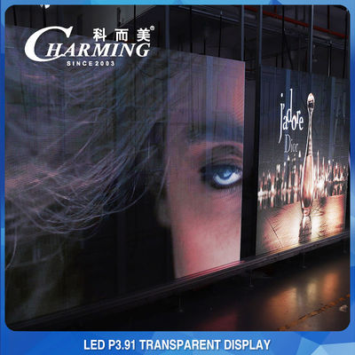 Màn hình LED trong suốt 100*50CM, điểm ảnh 3.91MM, độ trong suốt cao 70%