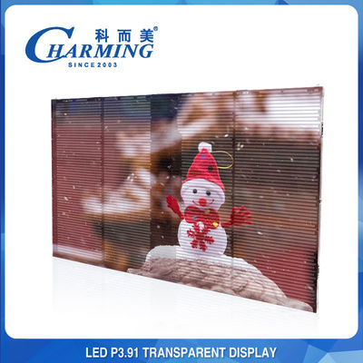 Trung tâm mua sắm Quảng cáo màn hình kính LED 3D P3.91 Màn hình treo tường video LED trong suốt