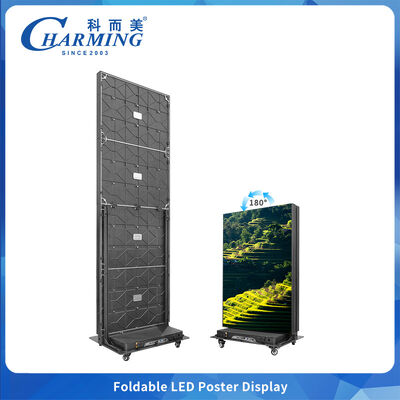 Màn hình poster gấp LED P1.86 Dùng gấp trong nhà có thể di chuyển với bánh xe