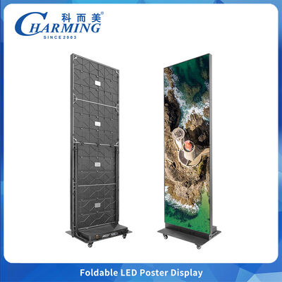Màn hình LED Poster Đứng Gấp Gọn P1.86 P2 P2.5 Trong Nhà với Màn hình LED Quảng cáo Video có Bánh xe