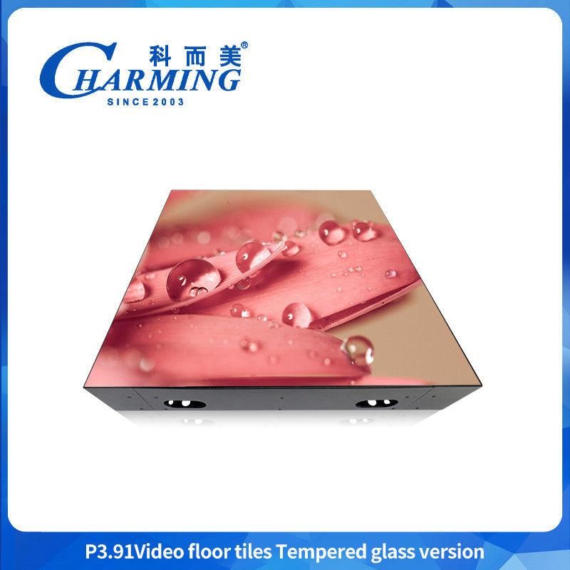 4K Wedding Dance Floor SMD1921 P3.91 LED 3D Interactive Effect Gob Craft Đèn RGB Full Color Glass Material LED Video Floor Tile