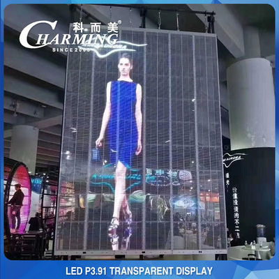 Tường video LED trong suốt đủ màu 1000X500mm P3.91 Tủ trưng bày đèn LED ngoài trời