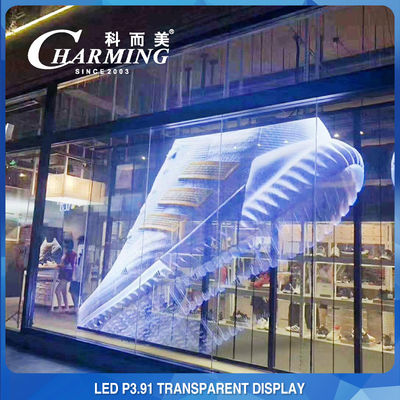 Màn hình tường LED trong suốt ngoài trời quyến rũ Chống va chạm 500x1000mm