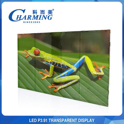 Màn hình video trong suốt 4k chống nước P3.91 5000Cd/M2 Cho thuê ngoài trời